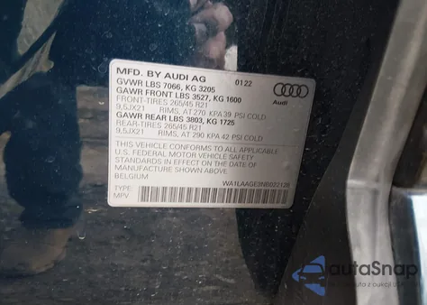 2022 Audi E-Tron Premium Plus Quattro из США, поврежденный, VIN WA1LAAGE3NB022128